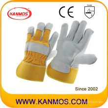 Amarillo lleno de la palma de seguridad industrial cuero de vaca dividido guantes de trabajo (110091)